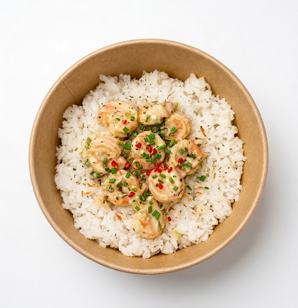 Riz Sauce Blanche & Scampis